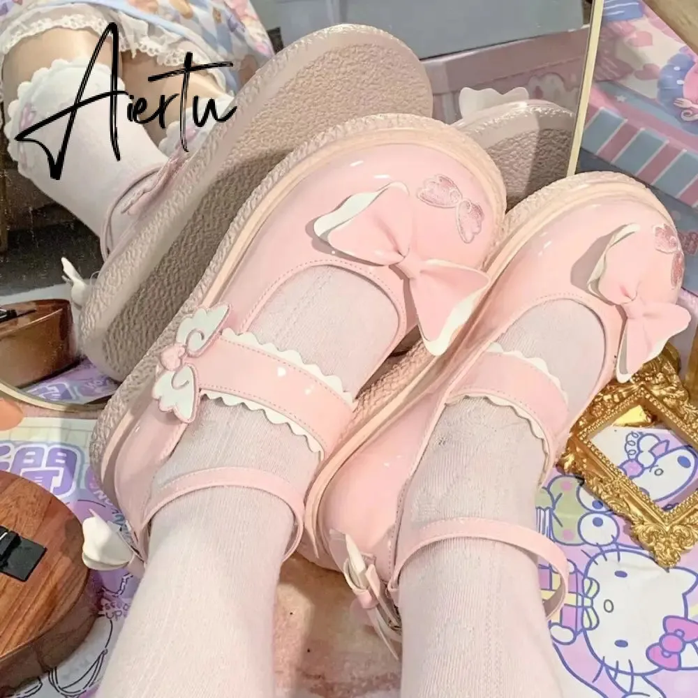 Aiertu Kaweii Lolita Shoes Sweet Summer Mary Janes Woman Flats Patchwork Japanese Style Fashion Cute Party Jk Shoes for Girls