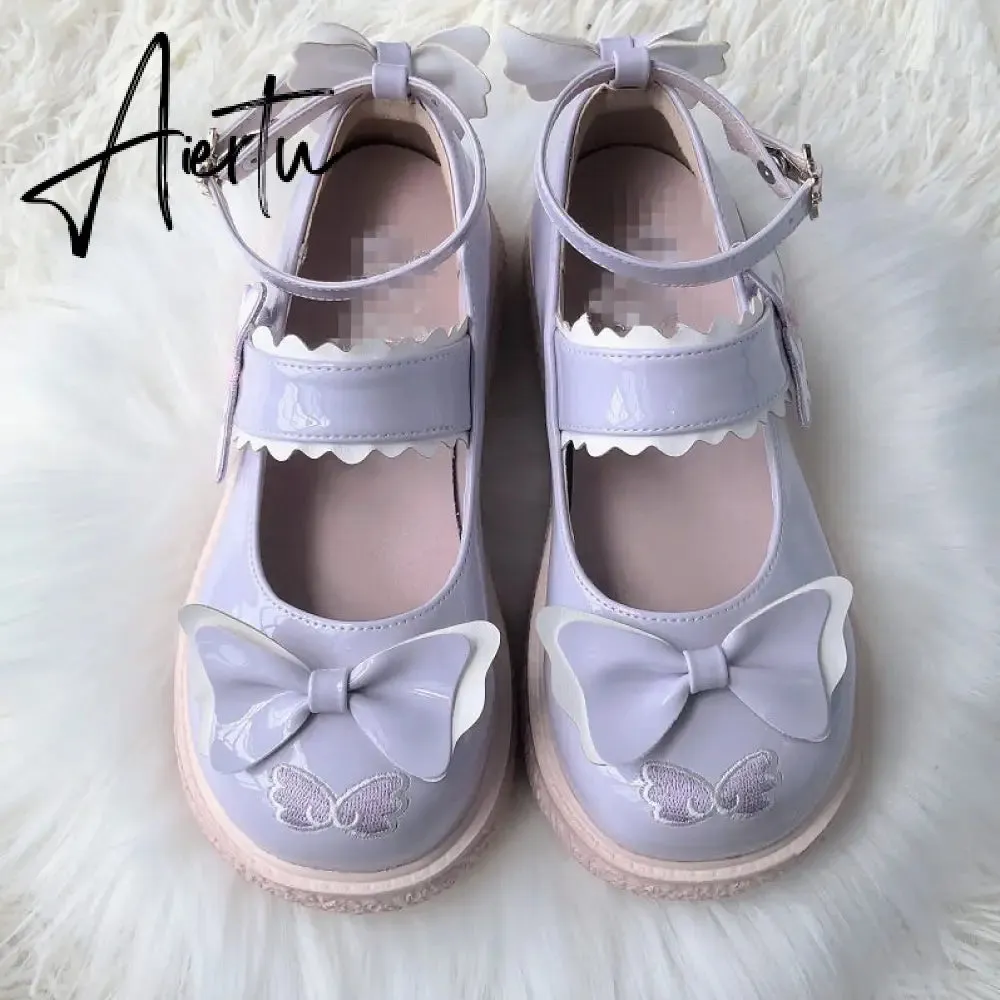 Aiertu Kaweii Lolita Shoes Sweet Summer Mary Janes Woman Flats Patchwork Japanese Style Fashion Cute Party Jk Shoes for Girls