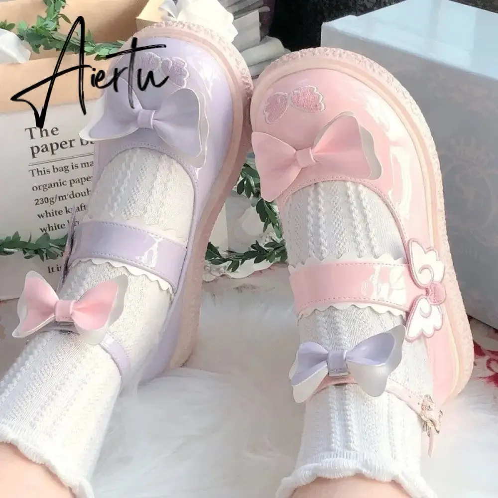 Aiertu Kaweii Lolita Shoes Sweet Summer Mary Janes Woman Flats Patchwork Japanese Style Fashion Cute Party Jk Shoes for Girls