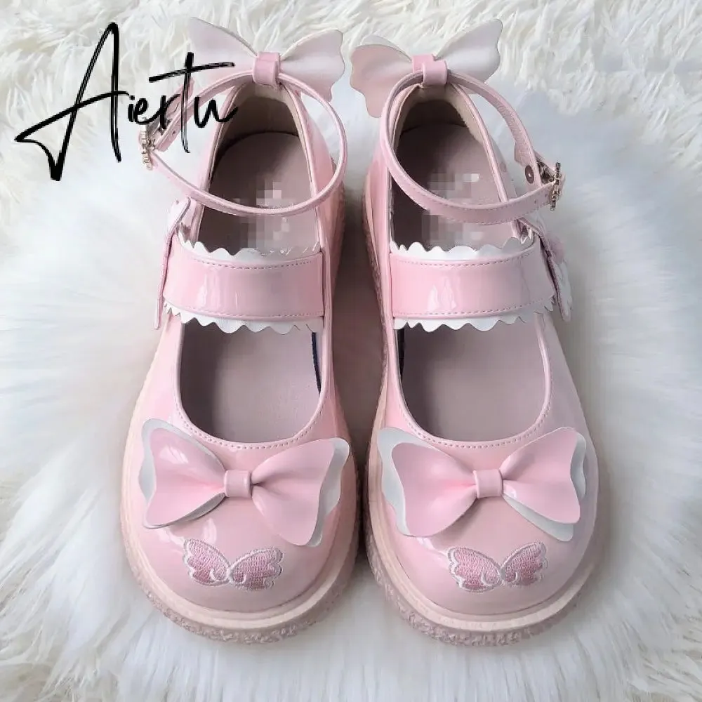 Aiertu Kaweii Lolita Shoes Sweet Summer Mary Janes Woman Flats Patchwork Japanese Style Fashion Cute Party Jk Shoes for Girls