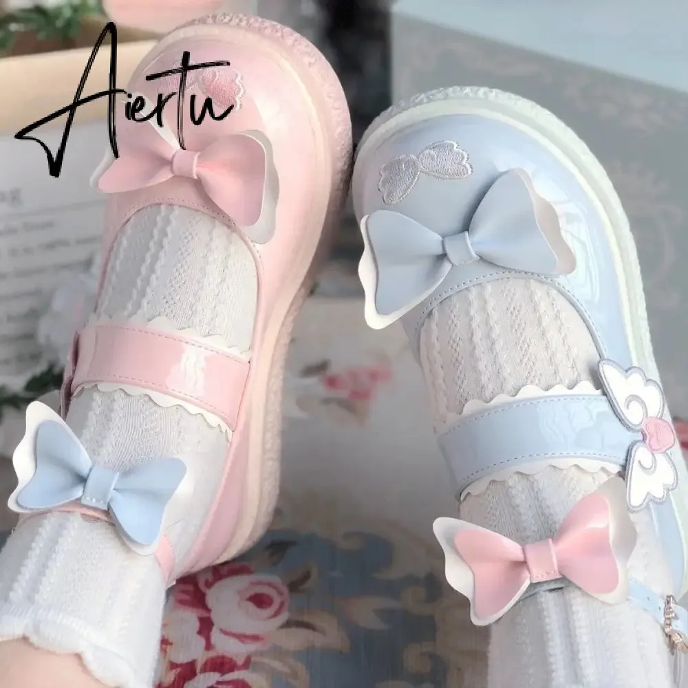 Aiertu Kaweii Lolita Shoes Sweet Summer Mary Janes Woman Flats Patchwork Japanese Style Fashion Cute Party Jk Shoes for Girls