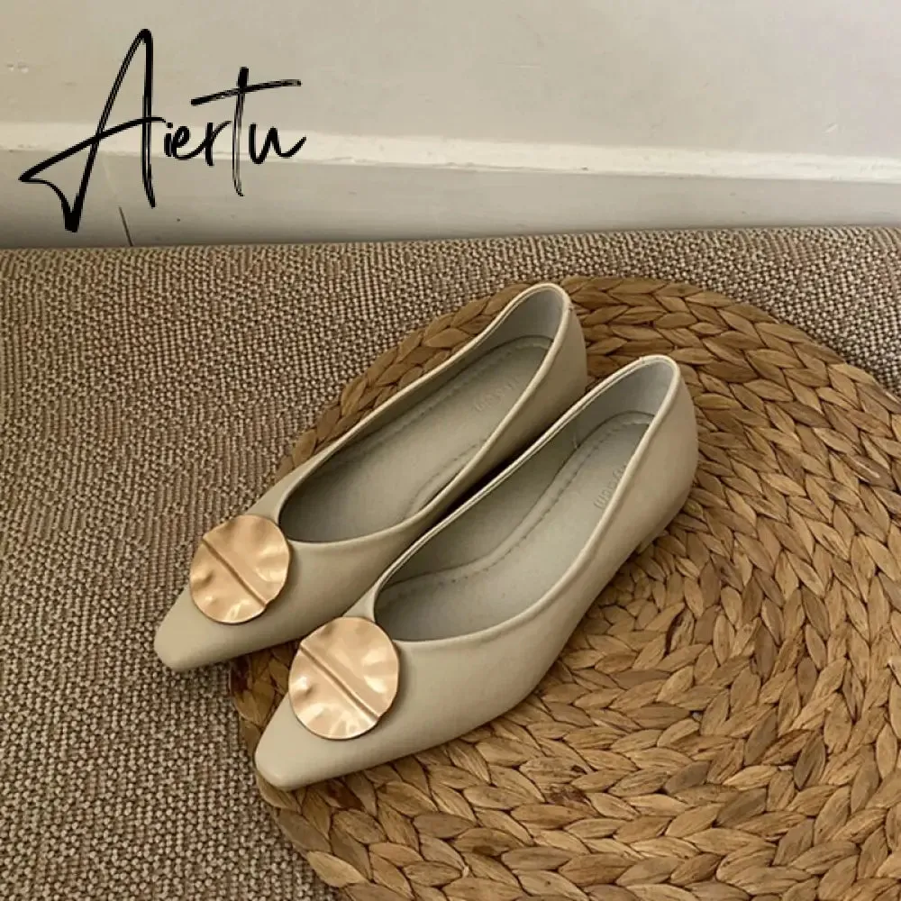 Aiertu New Spring Flats Ballerina Shoes Fashion Brand Pointed Toe Shallow Slip On Flat Ballet Shoes Female Loafer Zapato