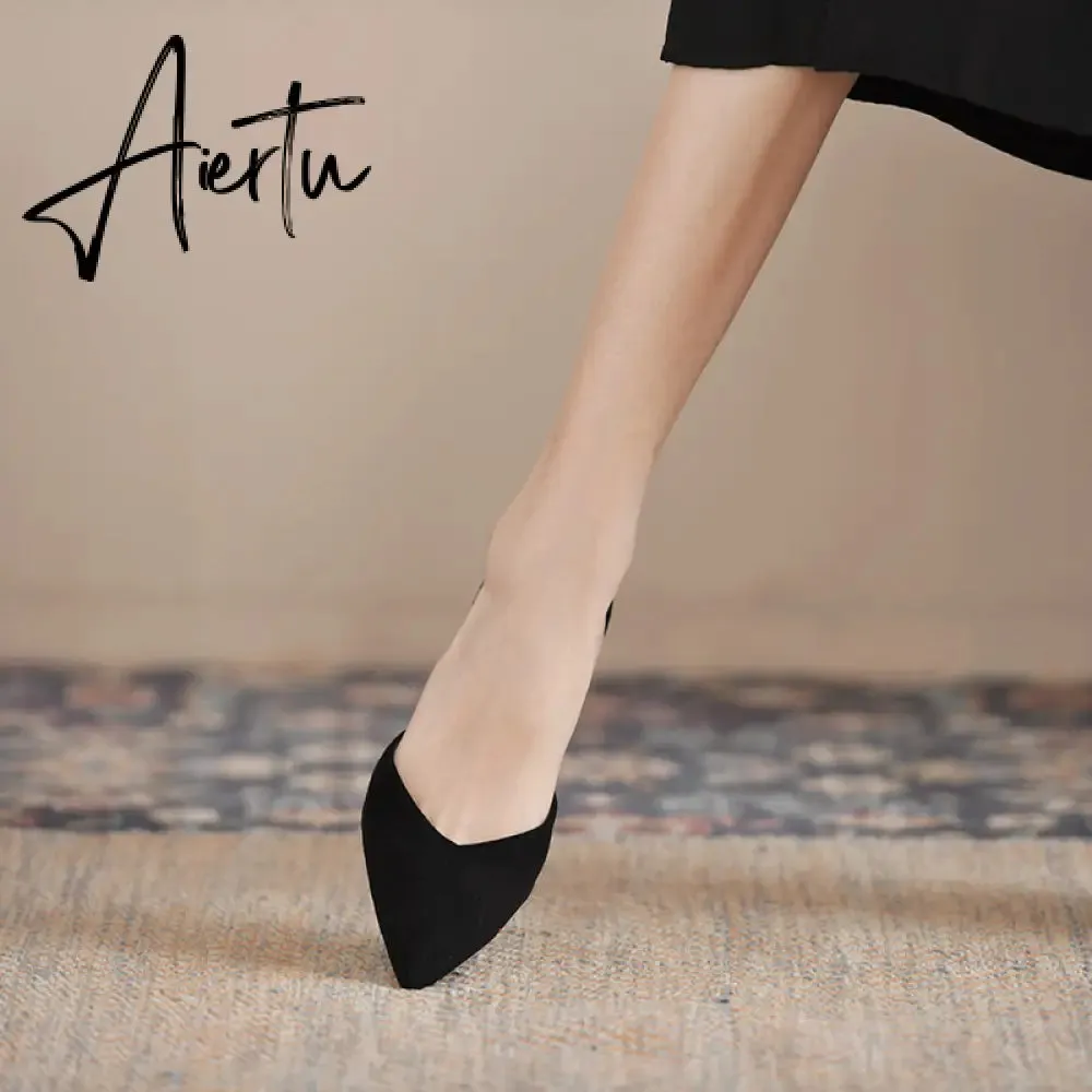 Aiertu  Women Flats Pointed Toe Lady Flat Heel Shoes Slip on Loafers Office Lady Elegant Shoes Soft Sole Comfortable Big Size 43