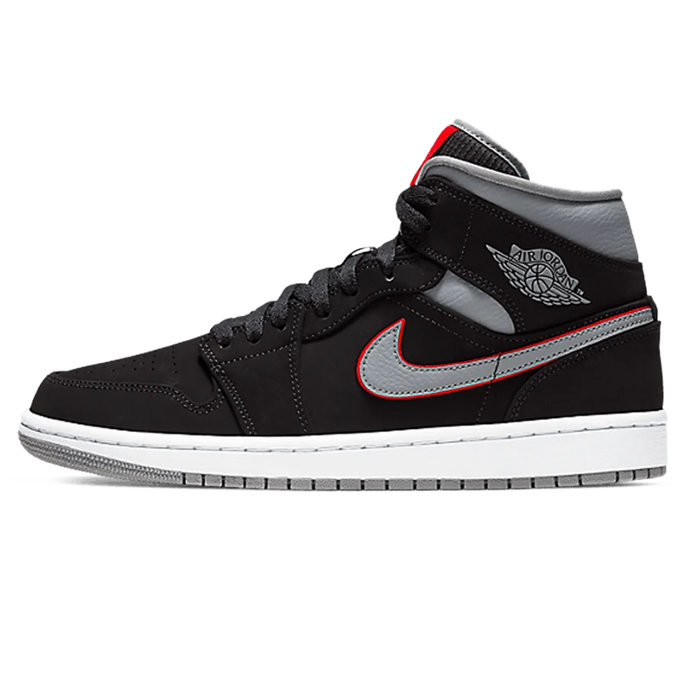 Air Jordan 1 Mid 'Black Particle Grey Gym Red'