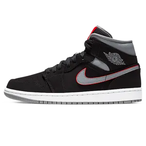 Air Jordan 1 Mid 'Black Particle Grey Gym Red'