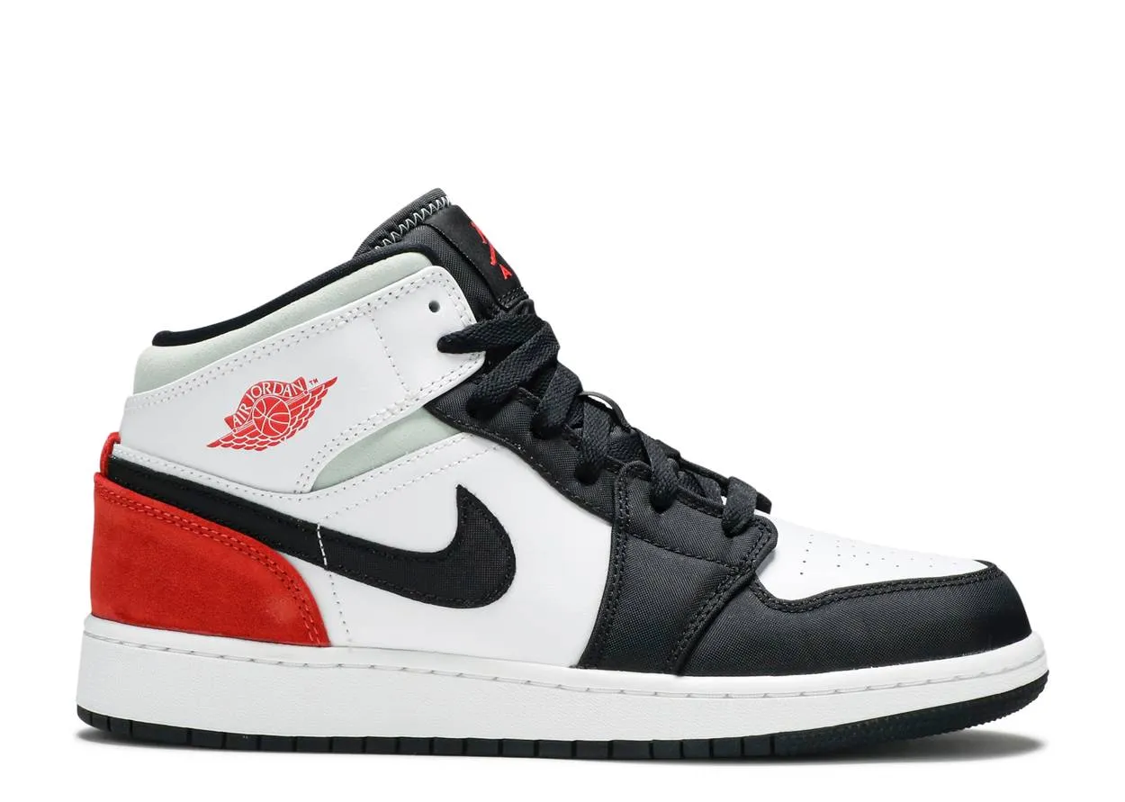 Air Jordan 1 Mid SE 'Red Black Toe' (GS)