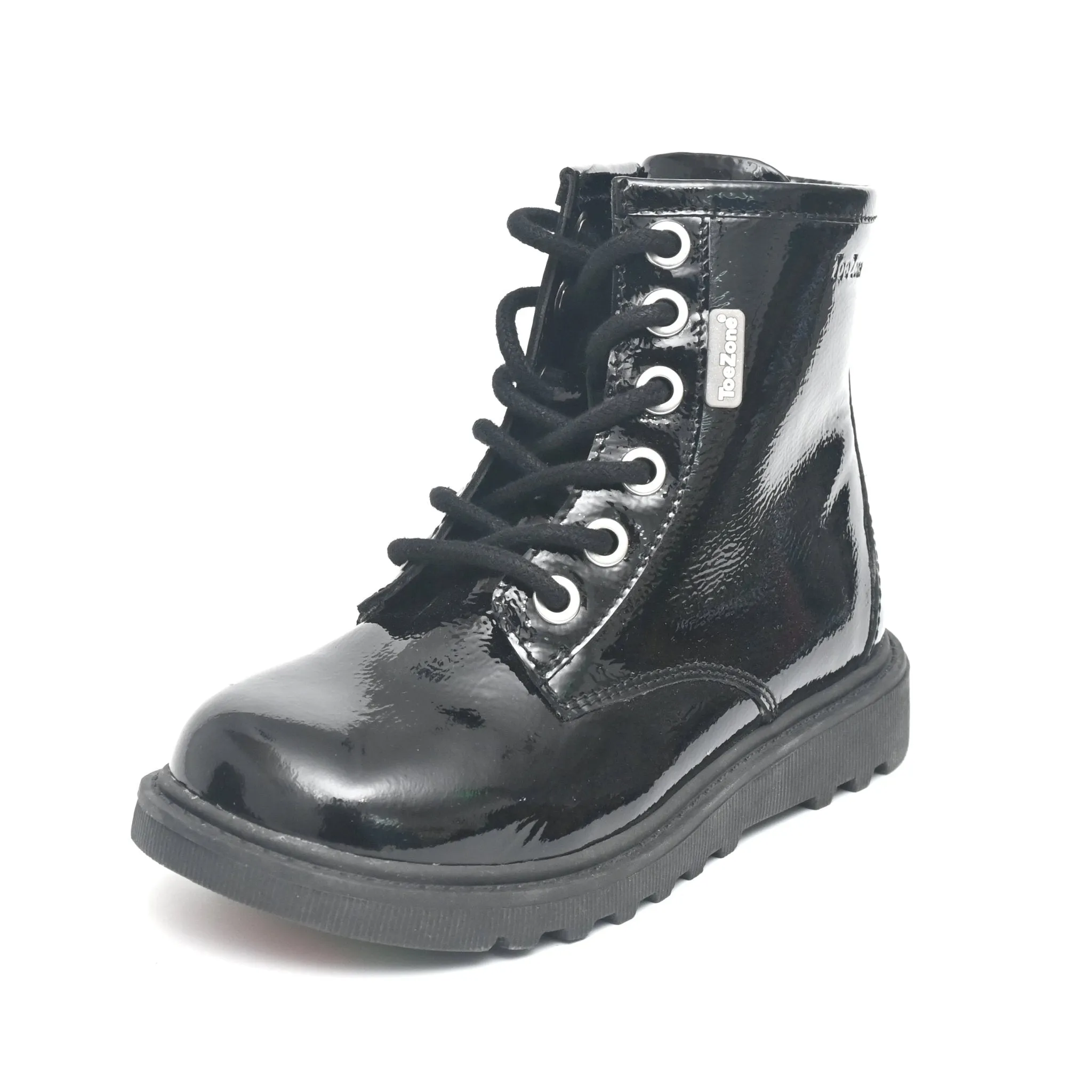 ALICE Girls - Patent Leather Lace and Zip Boots