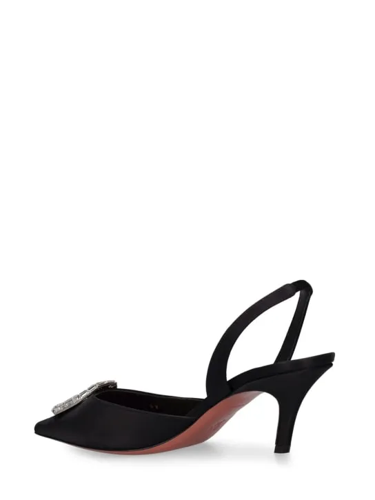 Amina Muaddi   60mm Camelia satin slingbacks 