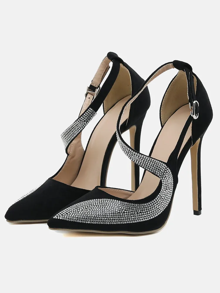 Amozae-Rhinestone Pointed Toe Stiletto Heels