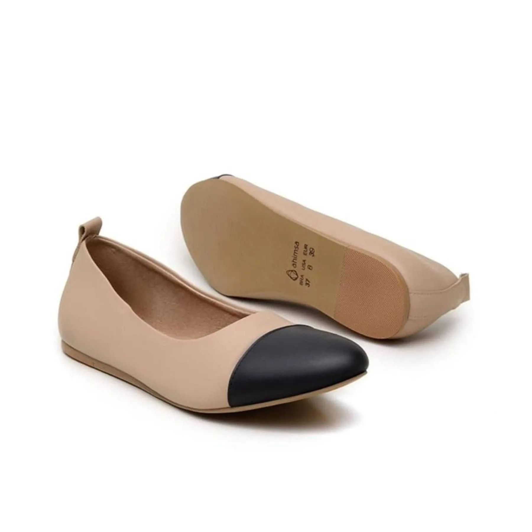 'Angelica' vegan-leather ballet flats by Ahimsa - Beige