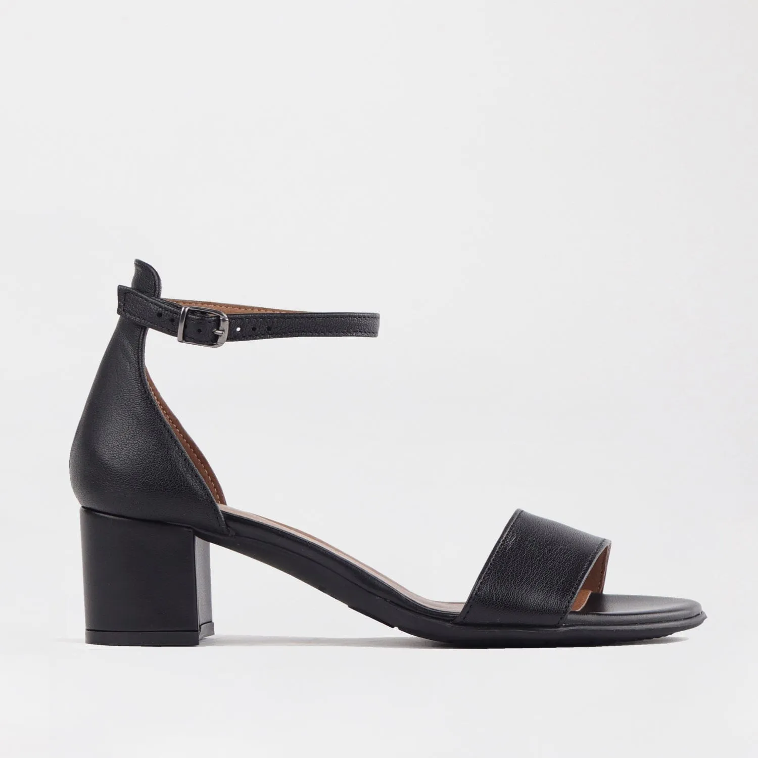 Ankle Strap Block Heel Sandal in Black - 11879