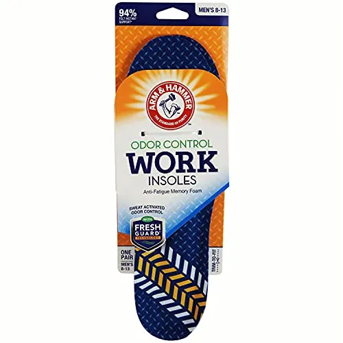 Arm & Hammer - Plantillas de trabajo de espuma viscoelástica, para hombre, tallas 8-13, 1 par, Paquete de 3