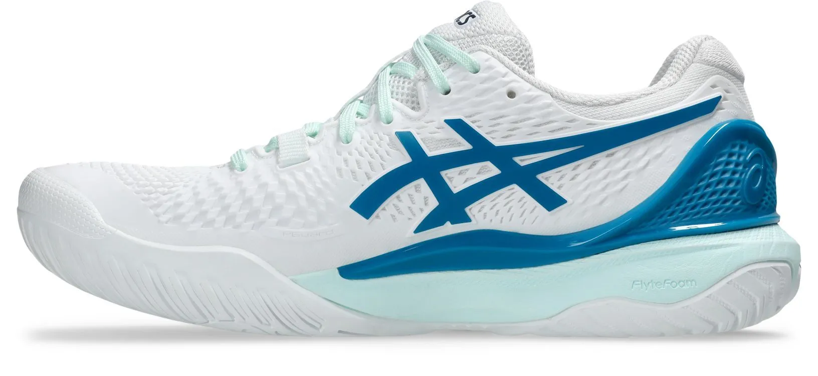 Asics Womens Gel Resolution 9 (Hardcourt) Tennis Shoe - White/Teal Blue