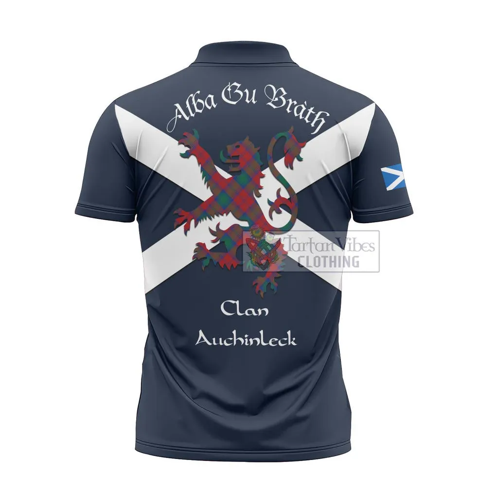 Auchinleck (Affleck) Tartan Lion Rampant Zipper Polo Shirt Proudly Display Your Heritage with Alba Gu Brath and Clan Name