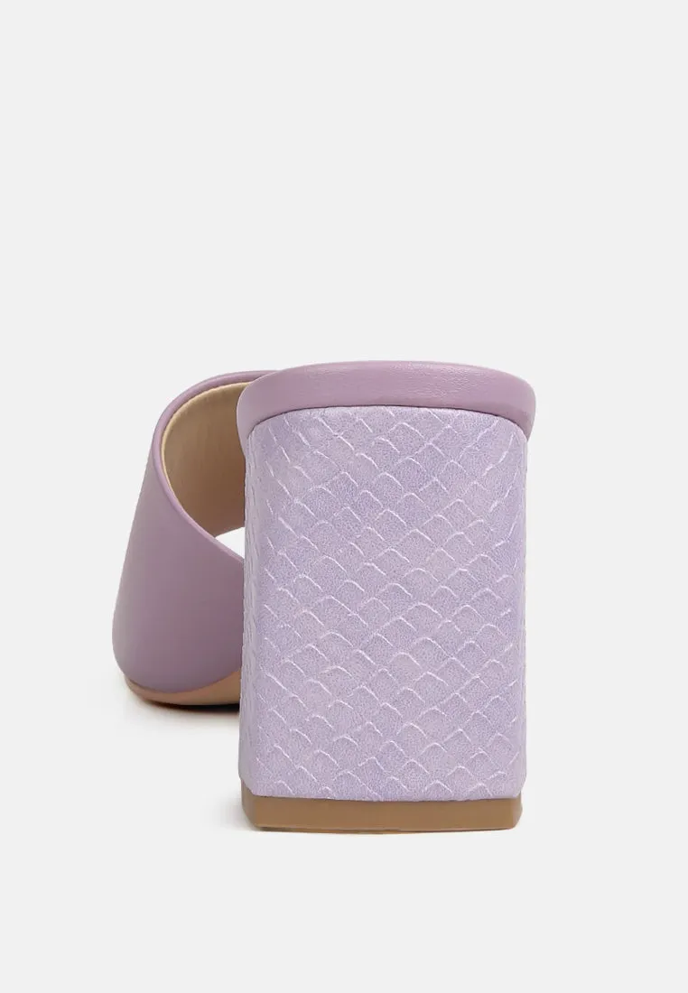 Audriana Lilac Textured Block Heel Sandals