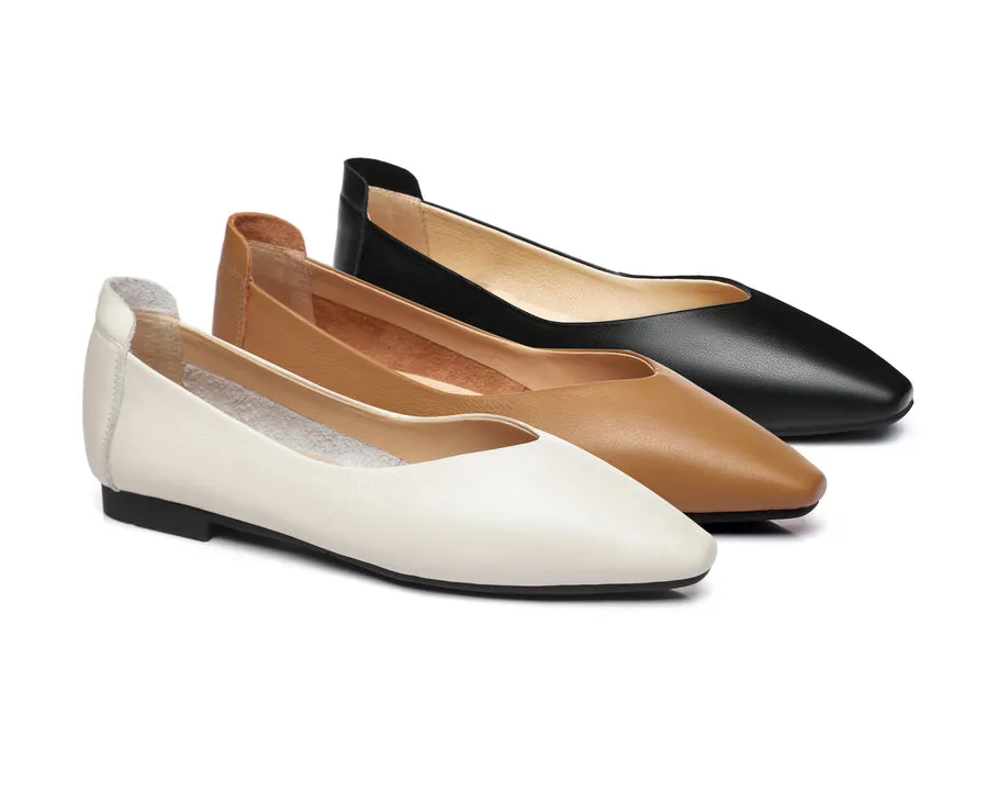 Australian Shepherd Everly Pointed Toe Ballet Leather Flats