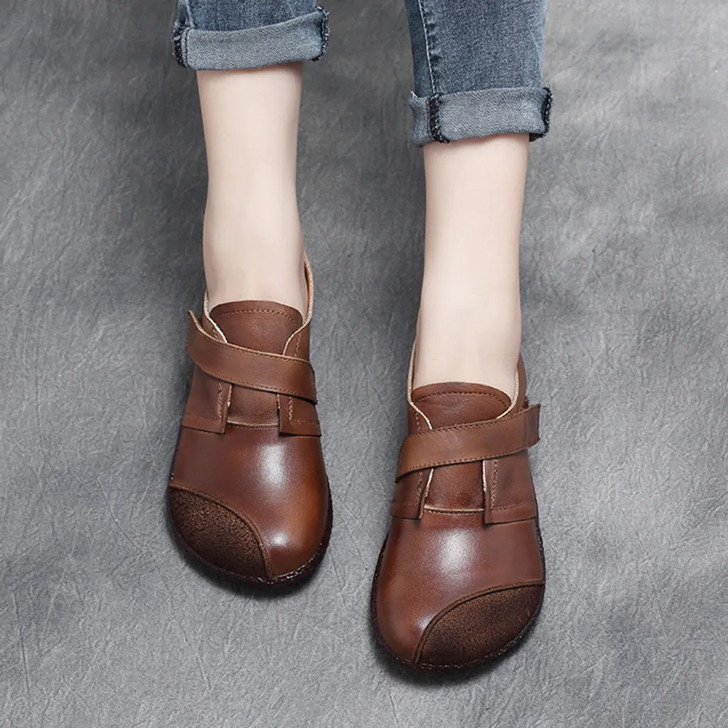 Autumn Retro Leather Casual Flat Women's Shoes | Gift Shoes