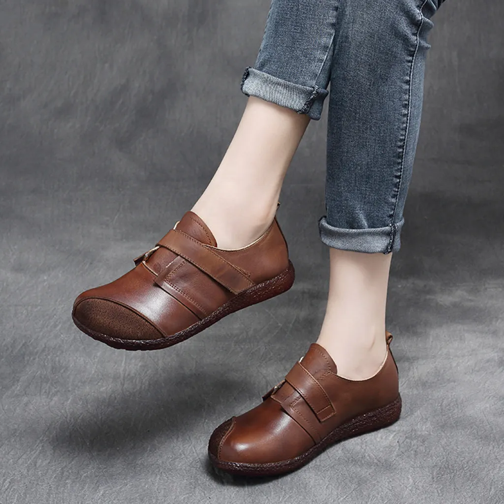 Autumn Retro Leather Casual Flat Women's Shoes | Gift Shoes