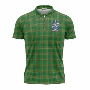 Bagot Irish Clan Tartan Zipper Polo Shirt with Coat of Arms