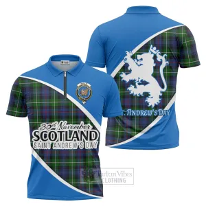 Baillie (Bailey) Family Crest Tartan Zipper Polo Shirt Celebrate Saint Andrew's Day in Style