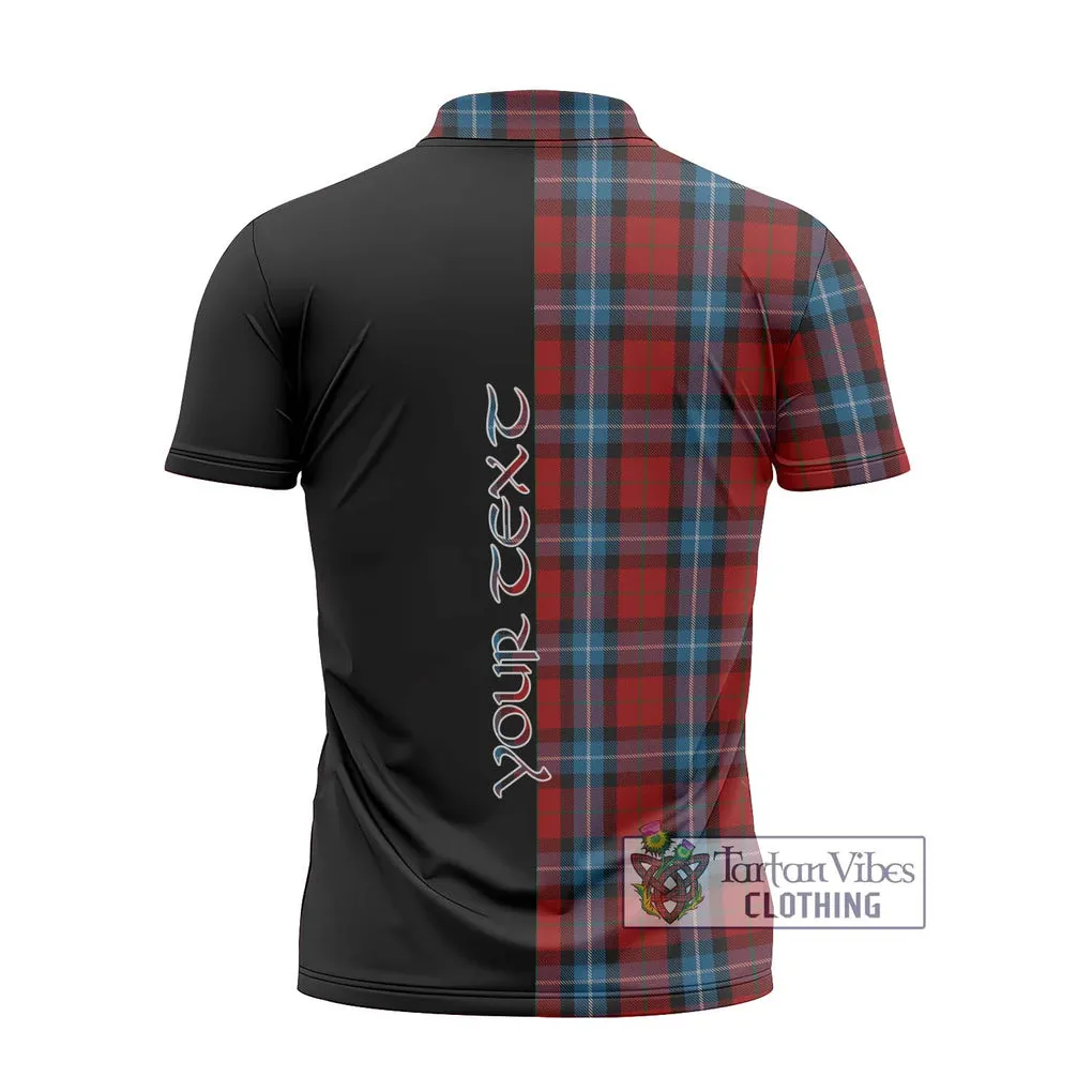 Baillie of Polkemmet Red Tartan Zipper Polo Shirt with Family Crest and Half Of Me Style