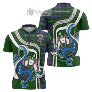 Baillie Tartan Zipper Polo Shirt with Epic Bagpipe Style