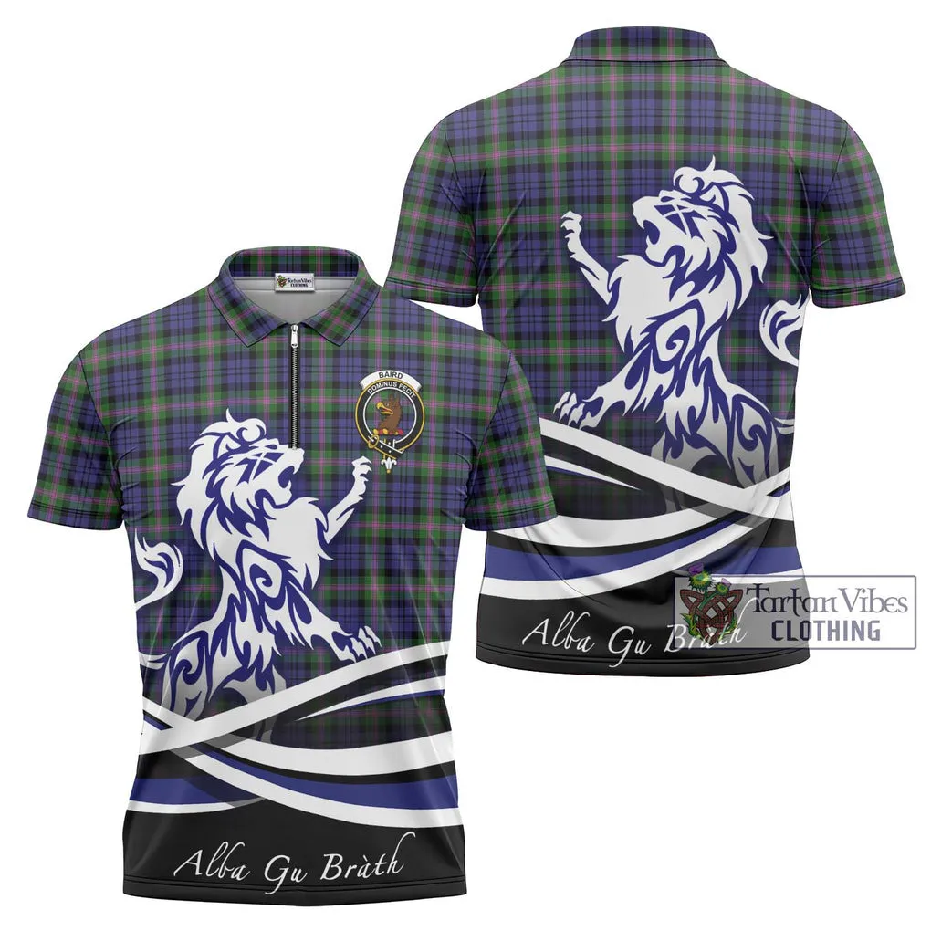 Baird Modern Tartan Zipper Polo Shirt with Alba Gu Brath Regal Lion Emblem