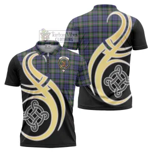 Baird Modern Tartan Zipper Polo Shirt with Family Crest and Celtic Symbol Style