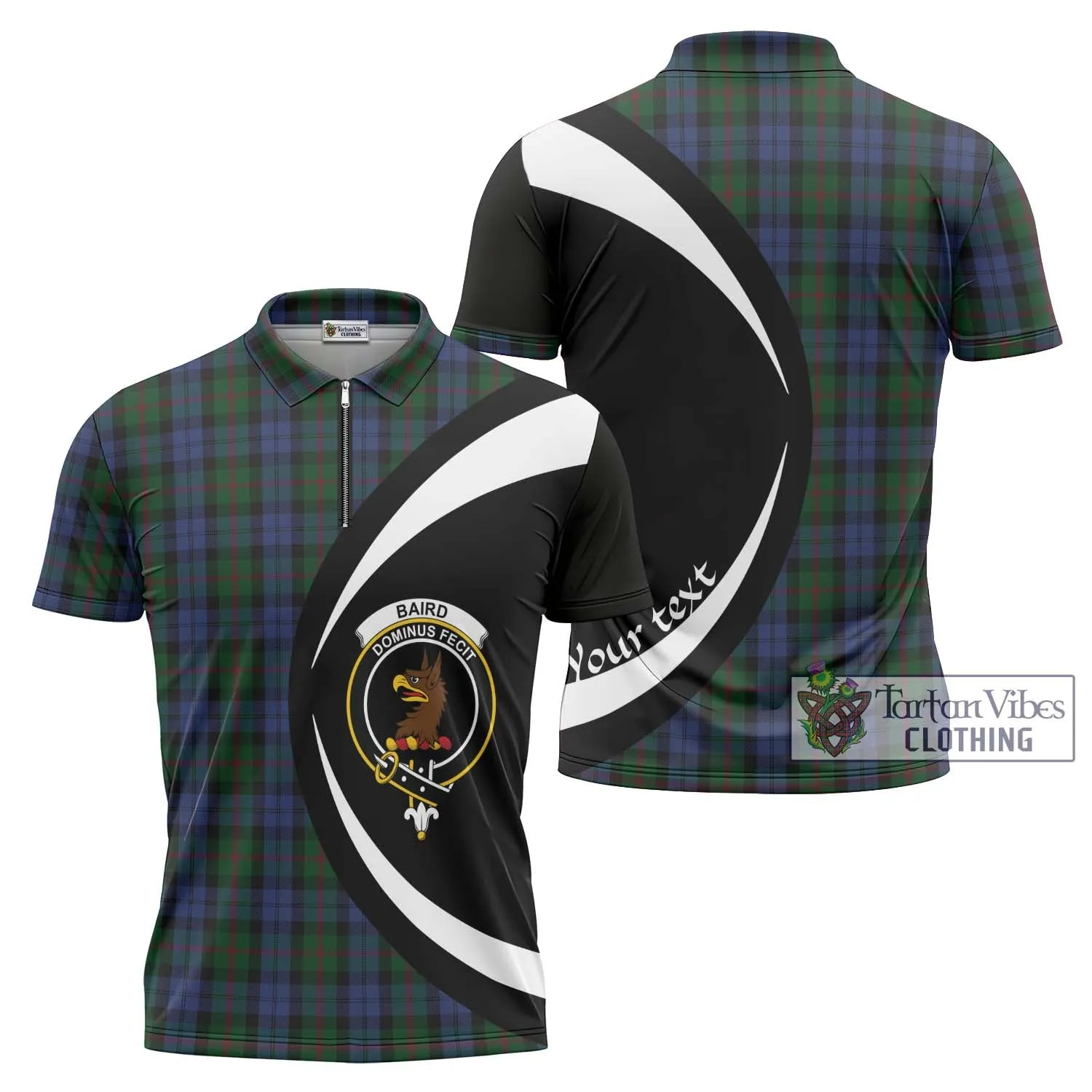 Baird Tartan Zipper Polo Shirt with Family Crest Circle Style