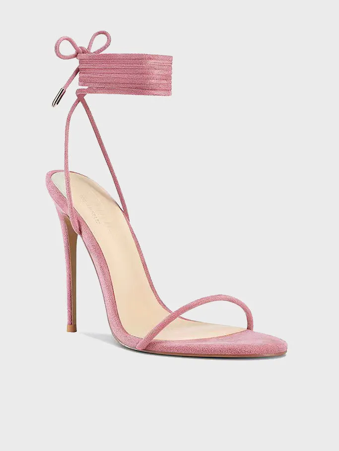 Barely There Lace Up Heel - Baby Pink