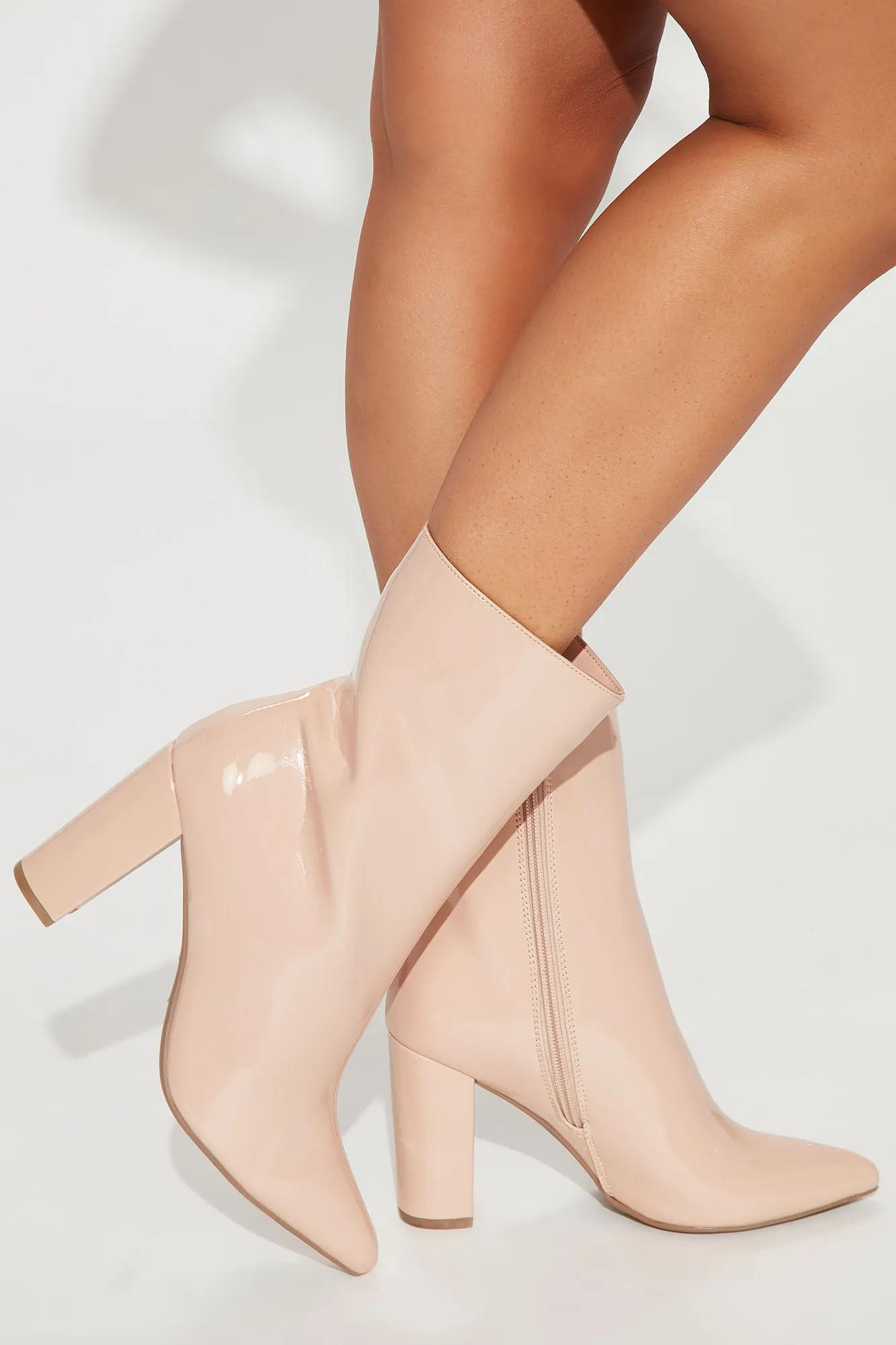 Be Yourself Block Heel Booties - Nude