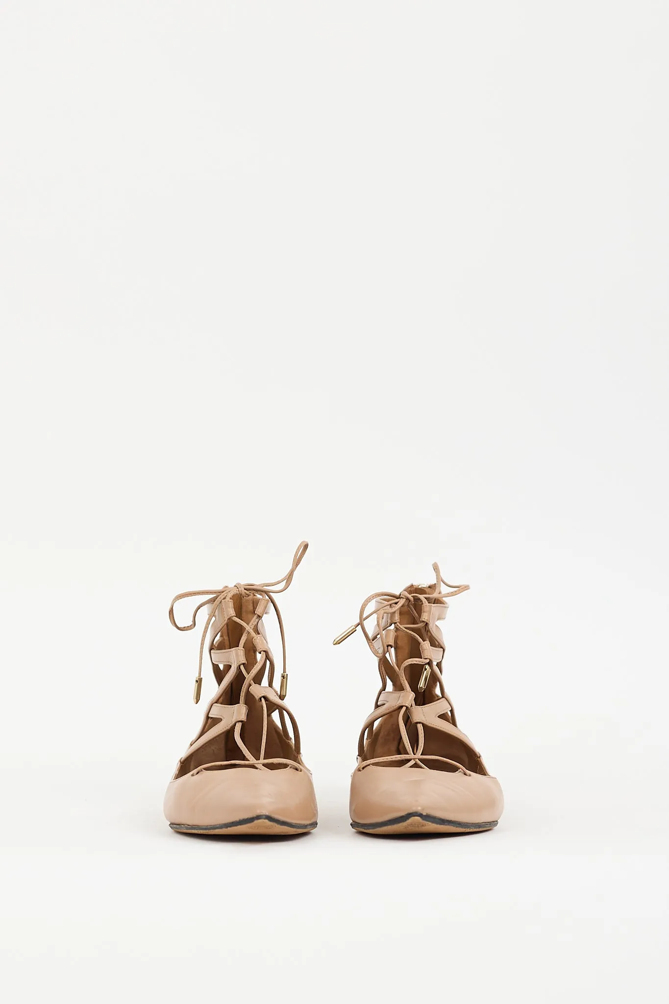 Beige Leather Belgravia Lace Up Flat