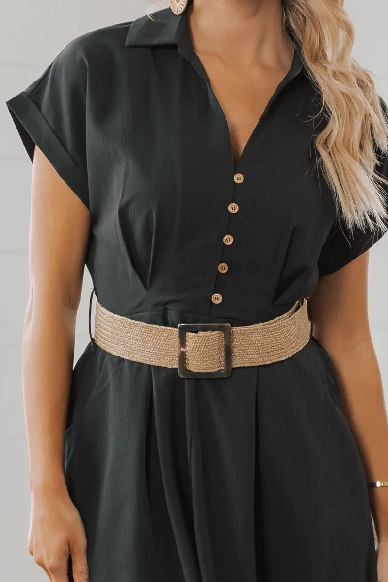 Belted V Neck Mini Dress - FINAL SALE