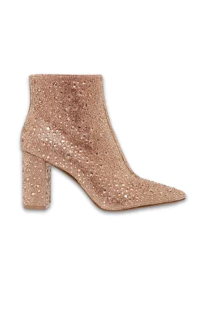 Betsey Johnson Cady Rhinestone Booties In Blush