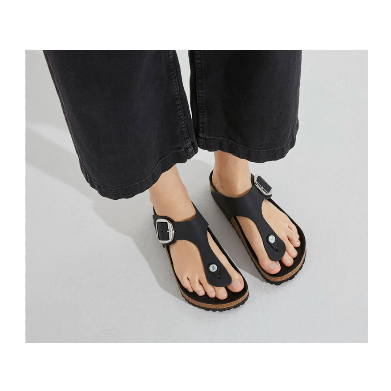 Birkenstock Gizeh Big Buckle Sandal (Women) - Black Oiled Leather