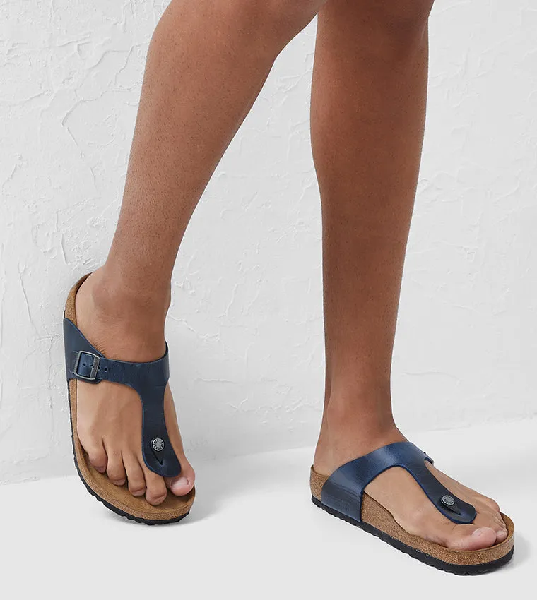 Birkenstock Gizeh Oiled Leather Blue Sandals