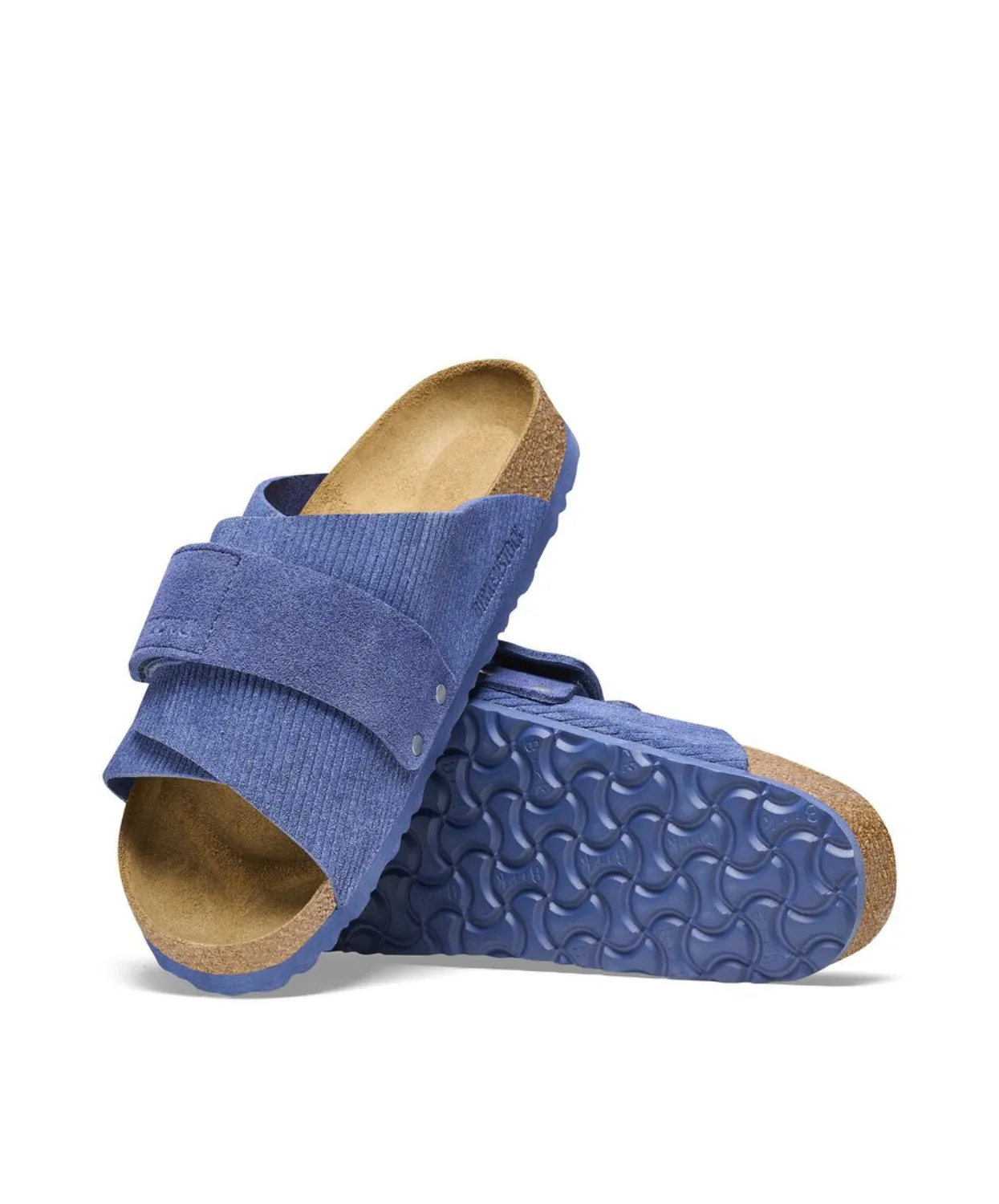 Birkenstock Kyoto Corduroy Embossed Suede Leather Indigo Sandals