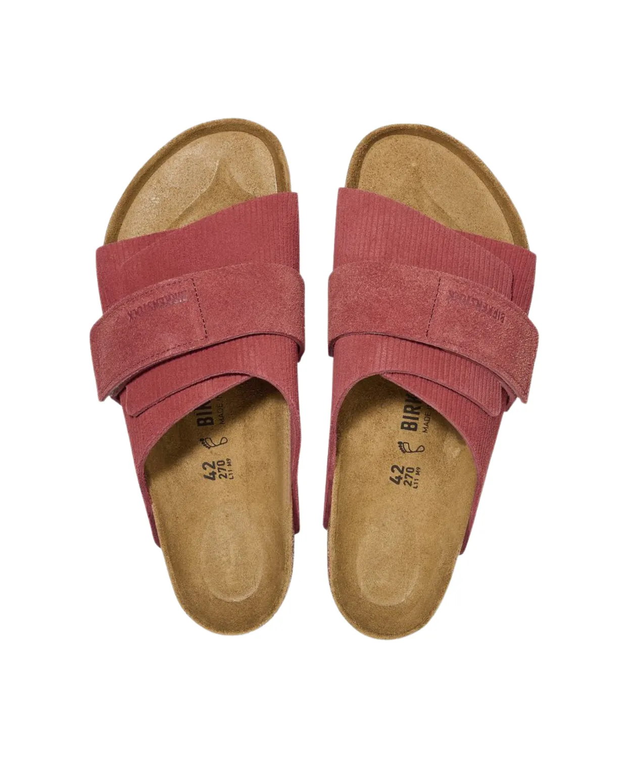 Birkenstock Kyoto Corduroy Embossed Suede Leather Sienna Red Sandals