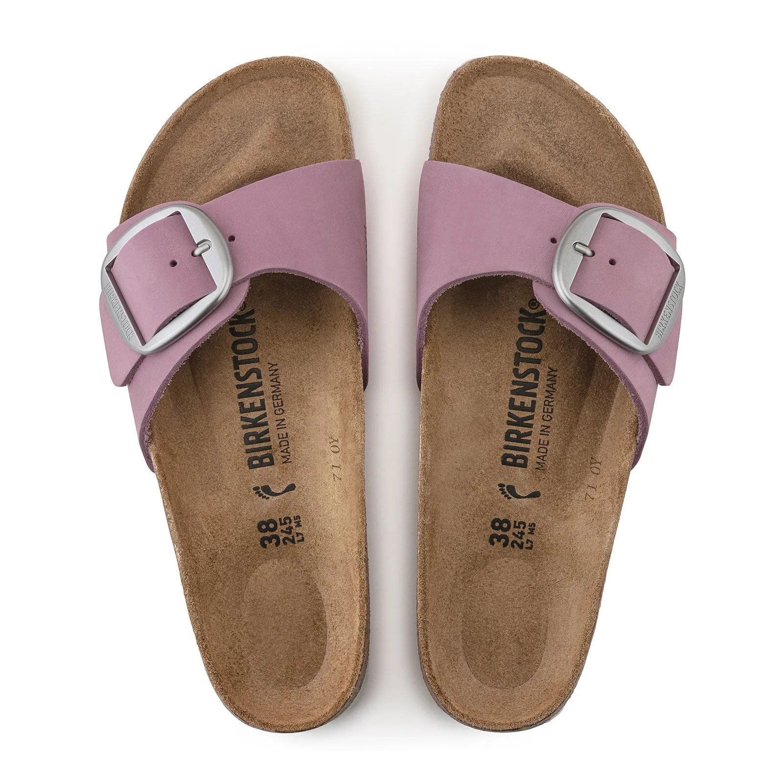 Birkenstock Madrid Big Buckle Narrow Slide Sandal (Women) - Orchid Nubuck