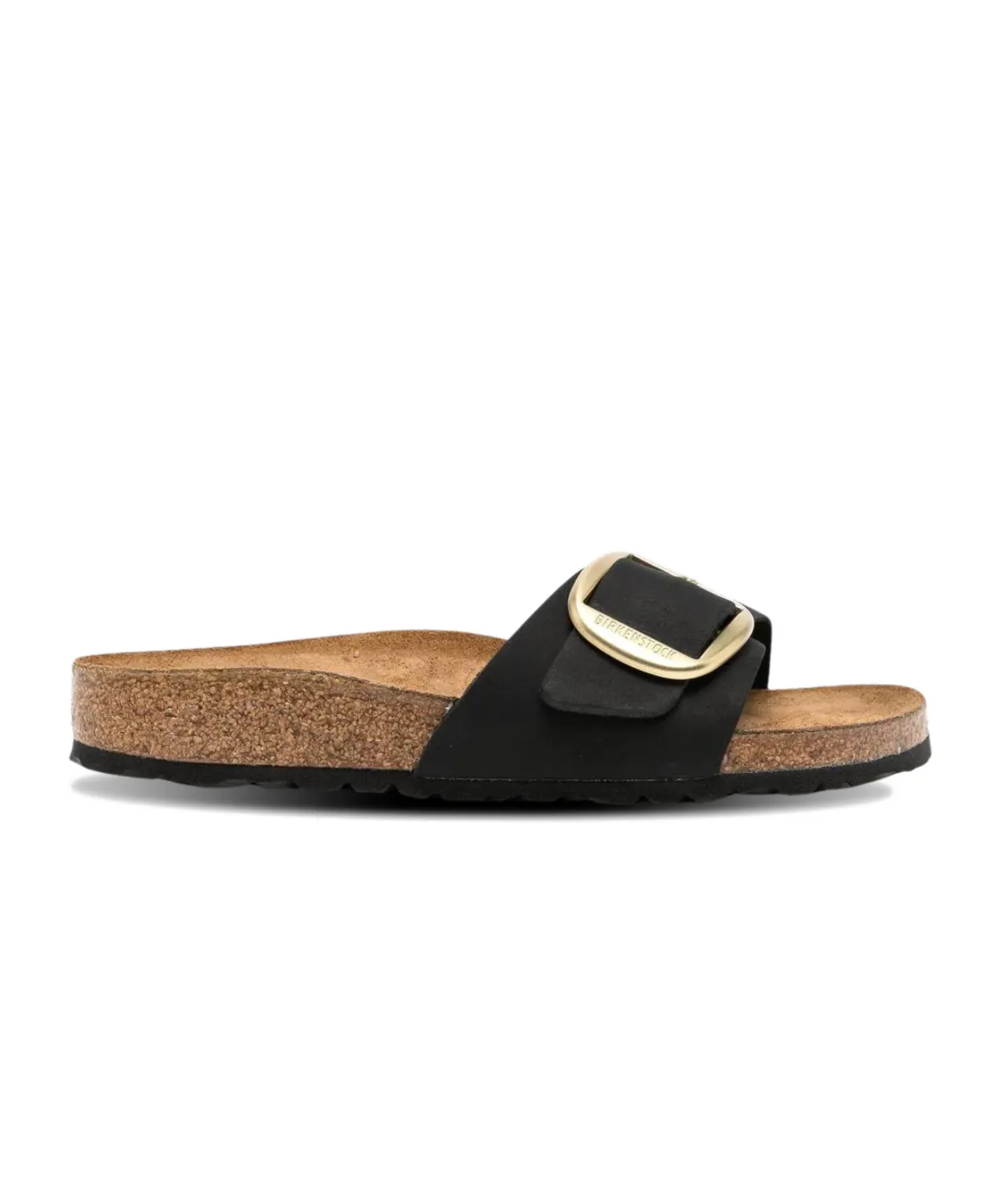 Birkenstock Madrid Big Buckle Nubuck Leather Black Sandals