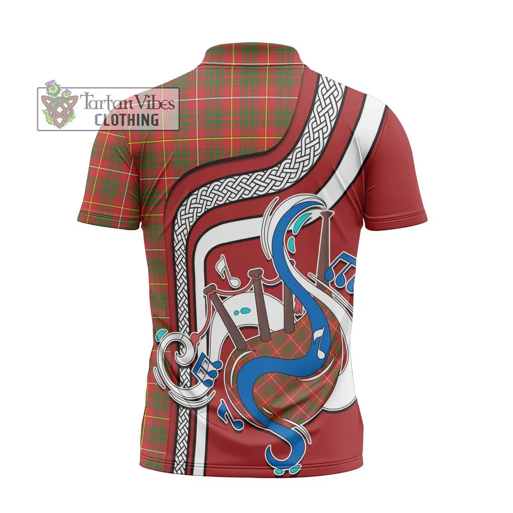 Bruce Modern Tartan Zipper Polo Shirt with Epic Bagpipe Style