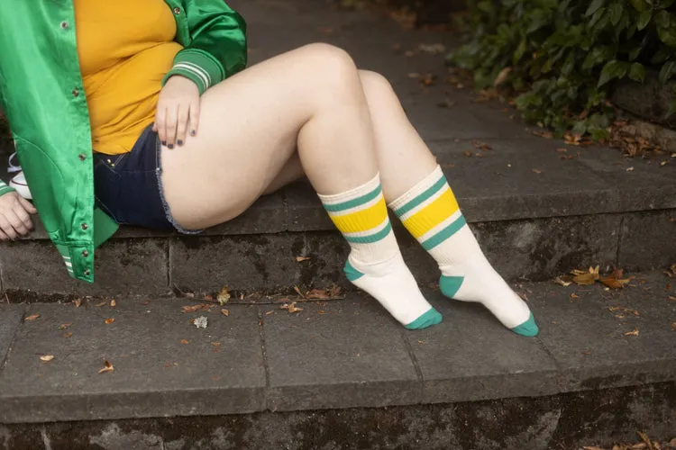 Carol Teal Retro Gym Crew Socks