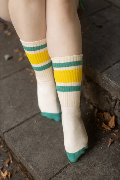 Carol Teal Retro Gym Crew Socks