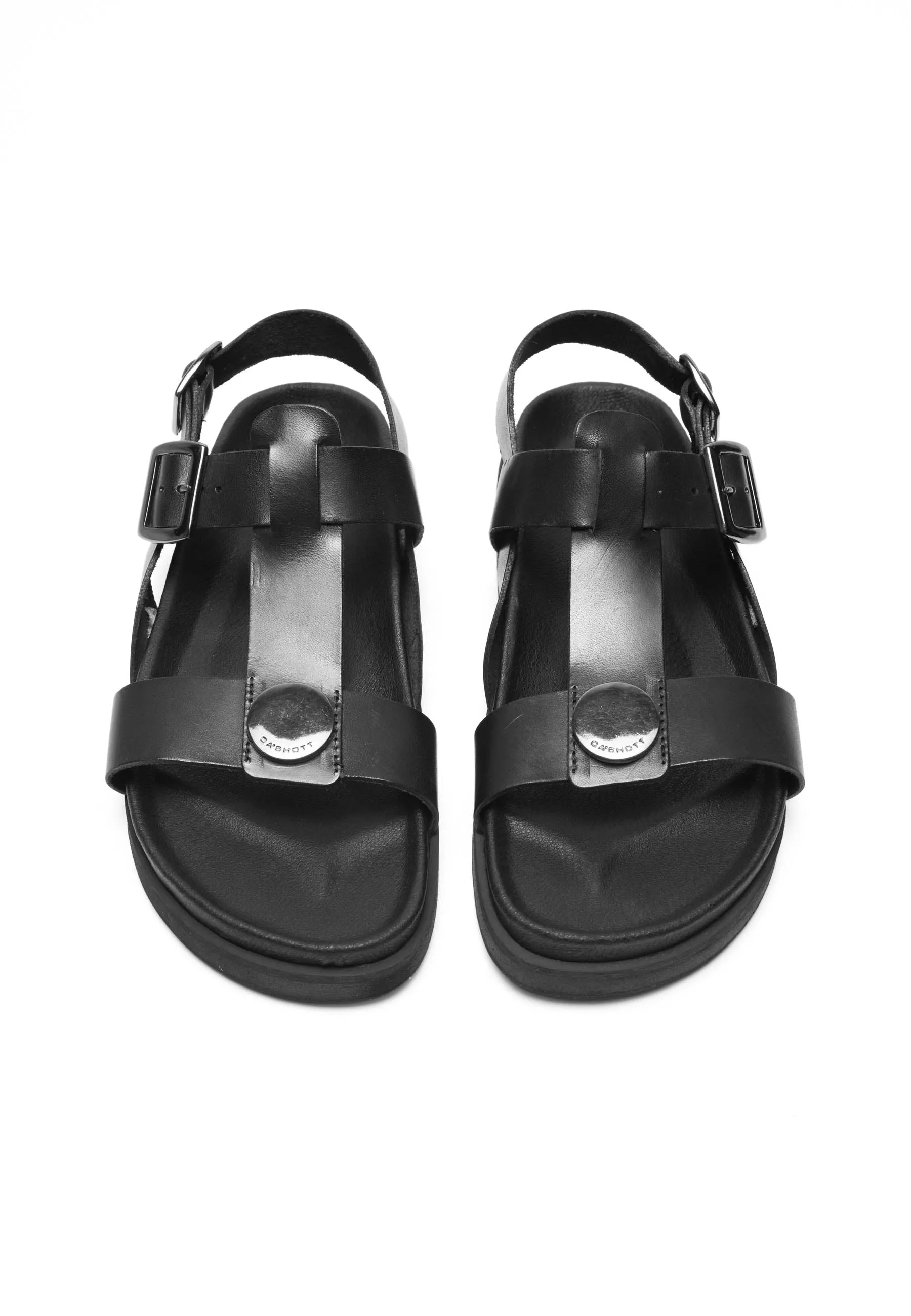 Caskimmi Black Leather Buckle Sandals