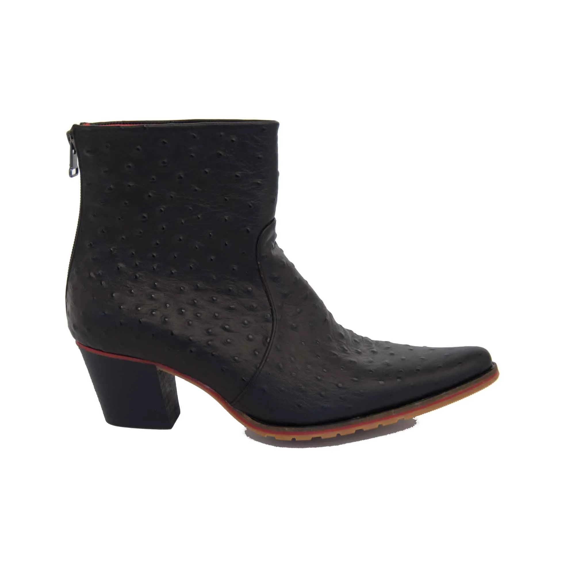 Cheyenne Short Ostrich Style Leather Boot