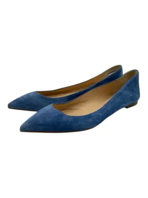 Christian Louboutin Shoe Size 38.5 Blue Suede Pointed Toe Flats