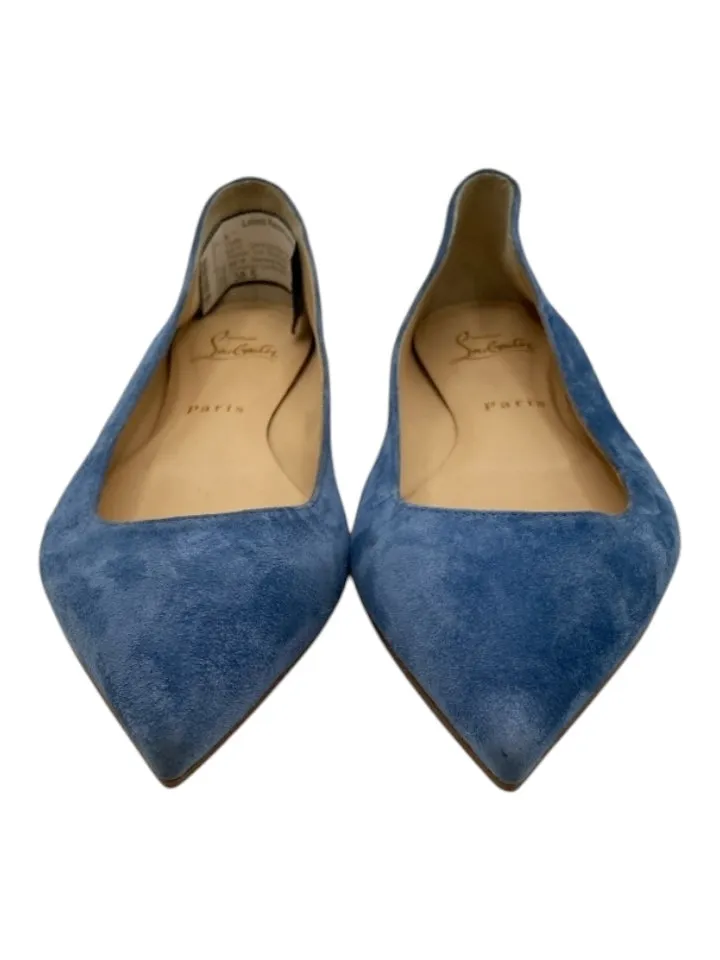 Christian Louboutin Shoe Size 38.5 Blue Suede Pointed Toe Flats