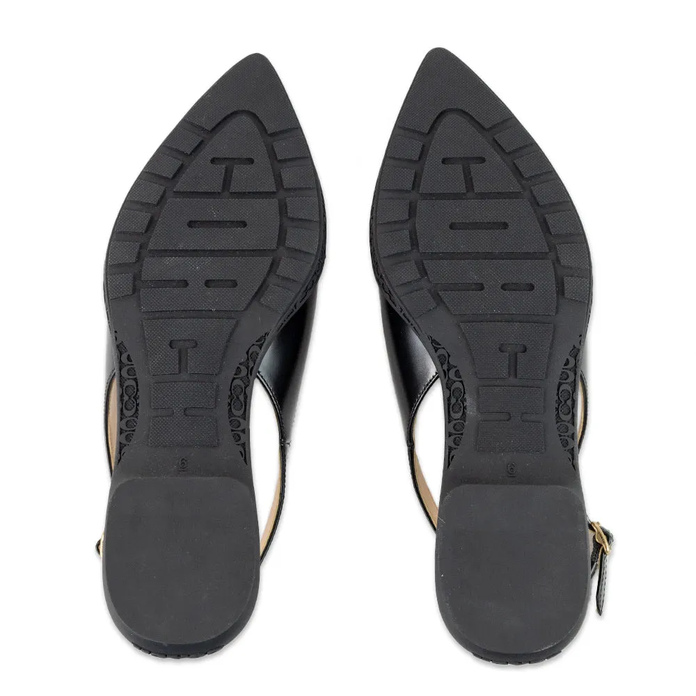 Coach "Carrie" Leather Pointed Toe Sling Back Flats