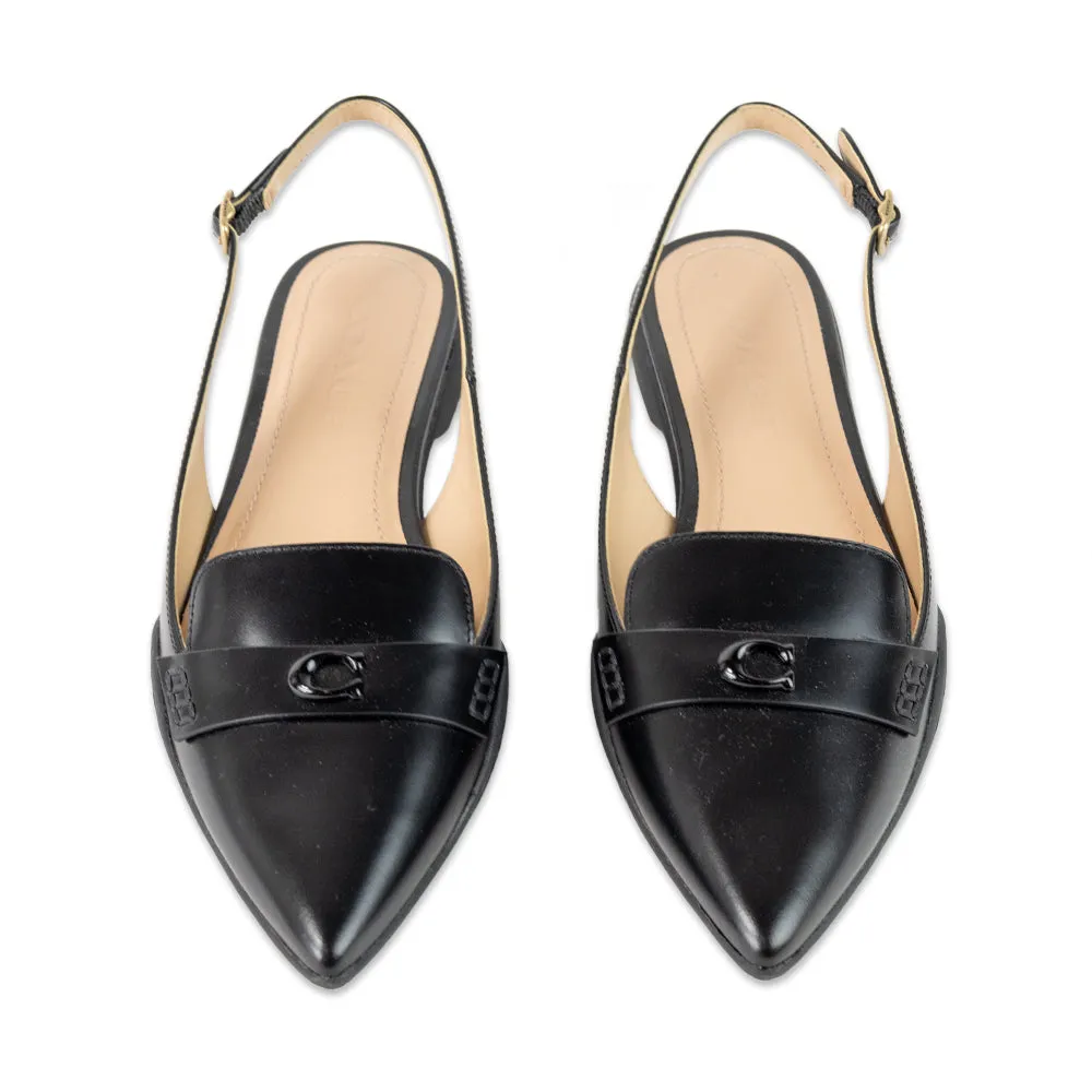 Coach "Carrie" Leather Pointed Toe Sling Back Flats