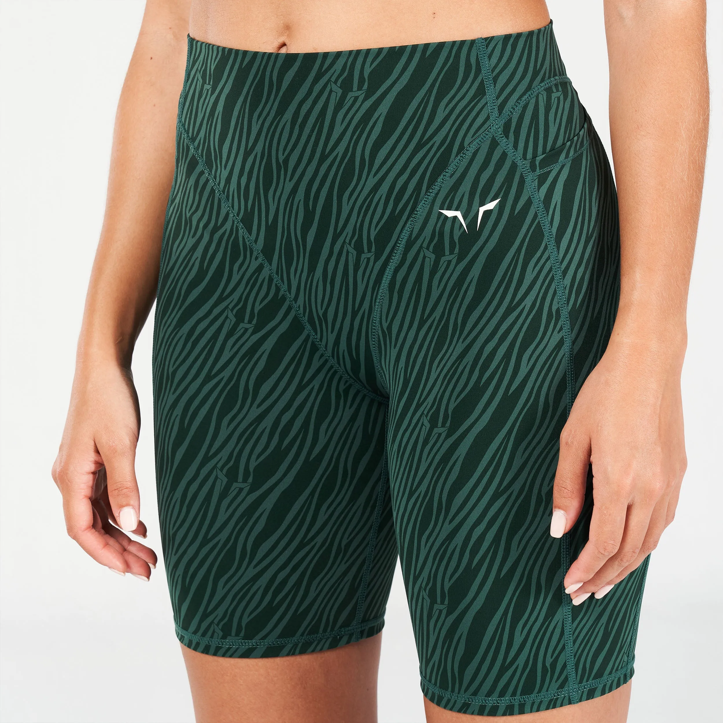 Core Wild Print Biker Shorts - Pine Grove